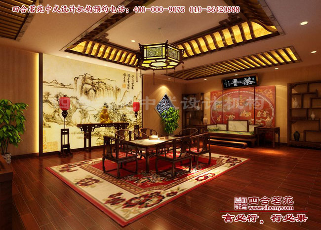 會所茶室效果圖設計 感受中式會所裝修圖片中的傳統魅力